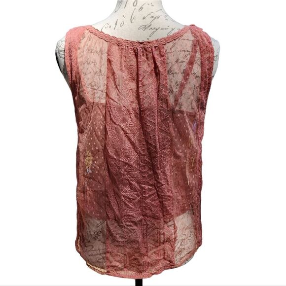 American Eagle -384 Outfitters Tassels Lace Boho Sheer Cami Over Tank Top Size S - Picture 4 of 9